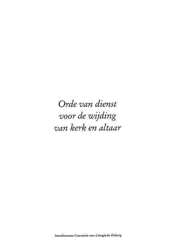 Omslag van boek: Orde van dienst voor de wijding van kerk en altaar